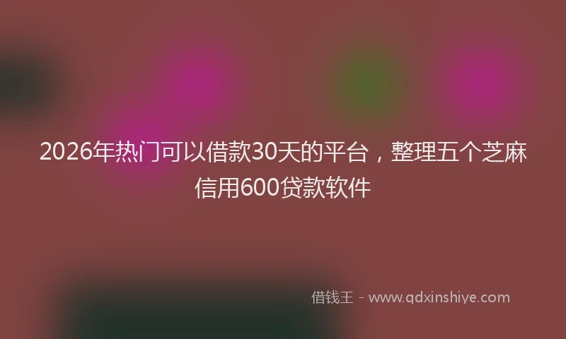 2026年热门可以借款30天的平台，整理五个芝麻信用600贷款软件