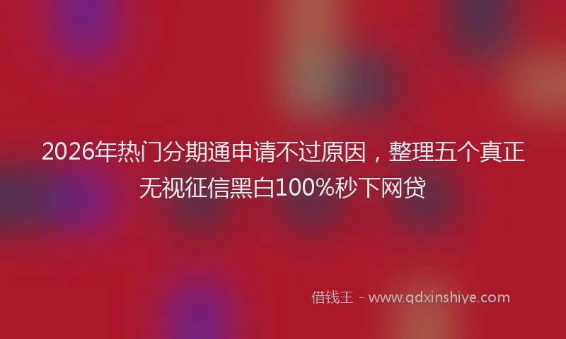 2026年热门分期通申请不过原因，整理五个真正无视征信黑白100%秒下网贷