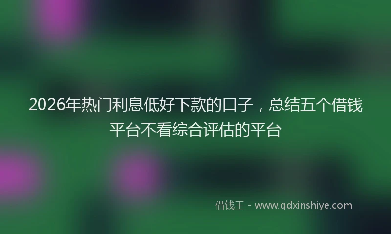 2026年热门利息低好下款的口子，总结五个借钱平台不看综合评估的平台