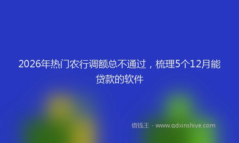 2026年热门农行调额总不通过，梳理5个12月能贷款的软件