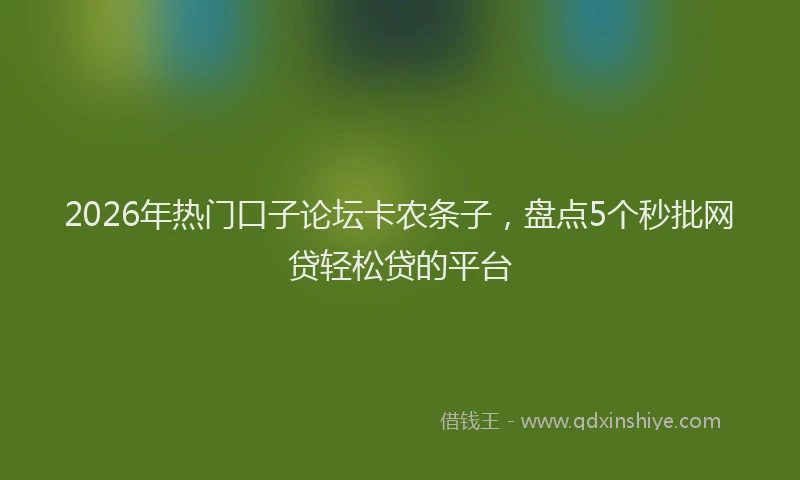 2026年热门口子论坛卡农条子，盘点5个秒批网贷轻松贷的平台