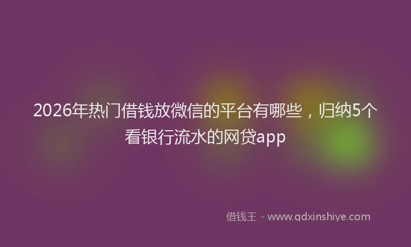 2026年热门借钱放微信的平台有哪些，归纳5个看银行流水的网贷app