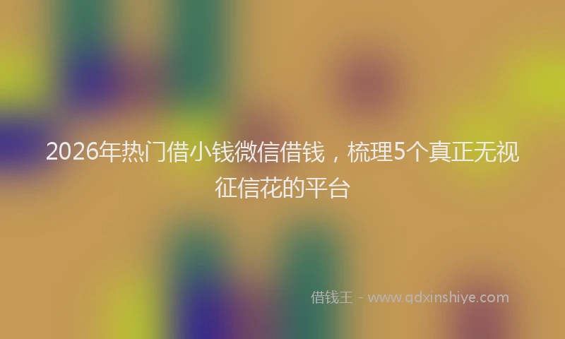 2026年热门借小钱微信借钱，梳理5个真正无视征信花的平台