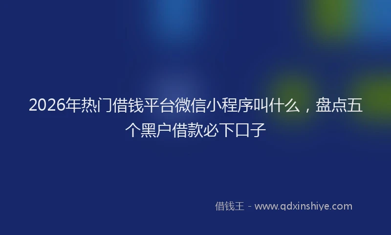 2026年热门借钱平台微信小程序叫什么，盘点五个黑户借款必下口子