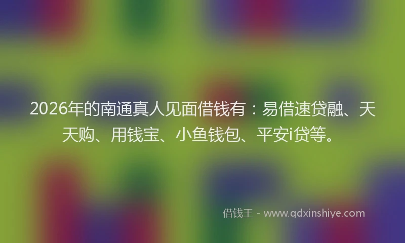 2026年的南通真人见面借钱有：易借速贷融、天天购、用钱宝、小鱼钱包、平安i贷等。