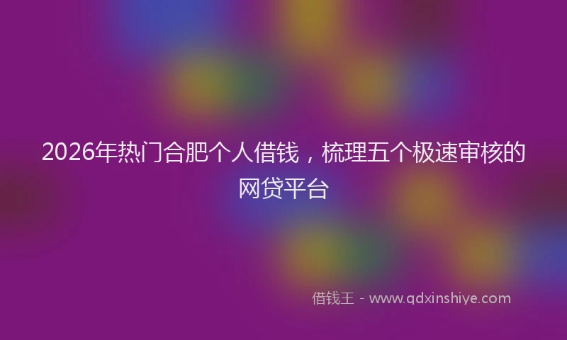 2026年热门合肥个人借钱，梳理五个极速审核的网贷平台