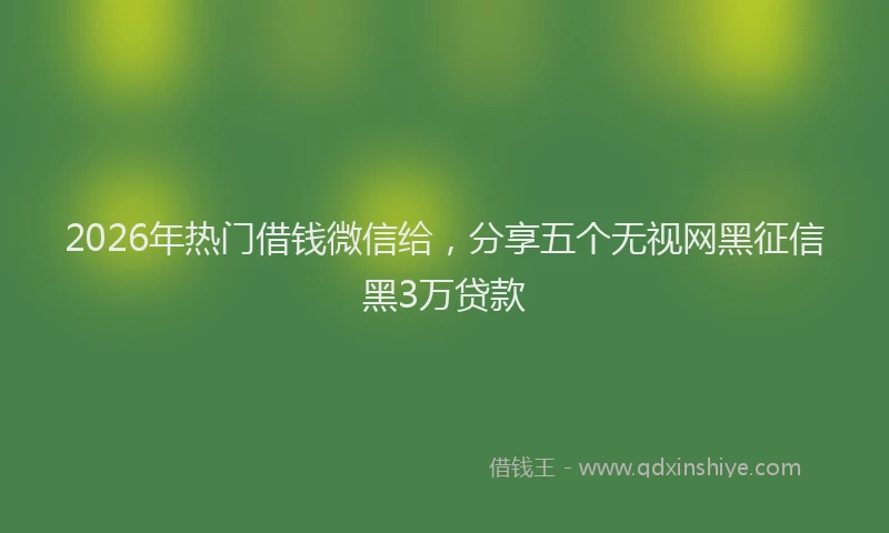 2026年热门借钱微信给，分享五个无视网黑征信黑3万贷款