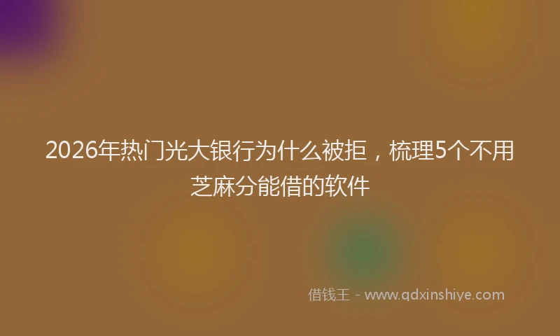 2026年热门光大银行为什么被拒，梳理5个不用芝麻分能借的软件