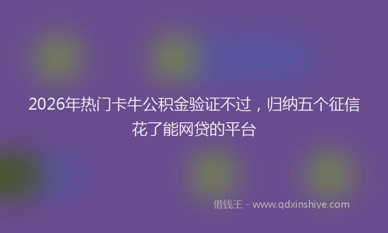 2026年热门卡牛公积金验证不过，归纳五个征信花了能网贷的平台