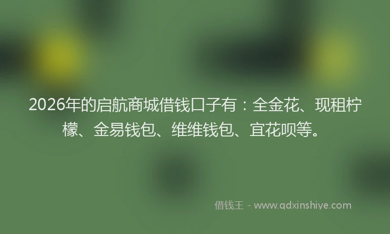 2026年的启航商城借钱口子有：全金花、现租柠檬、金易钱包、维维钱包、宜花呗等。