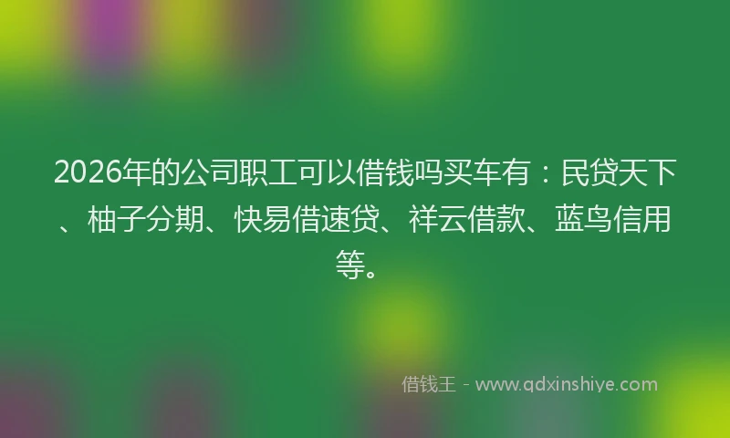 2026年的公司职工可以借钱吗买车有：民贷天下、柚子分期、快易借速贷、祥云借款、蓝鸟信用等。