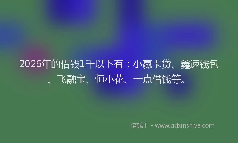 2026年的借钱1千以下有：小赢卡贷、鑫速钱包、飞融宝、恒小花、一点借钱等。