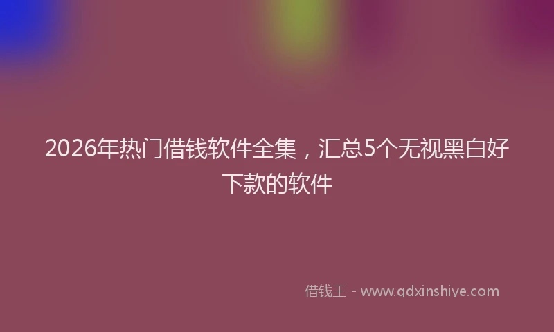 2026年热门借钱软件全集，汇总5个无视黑白好下款的软件