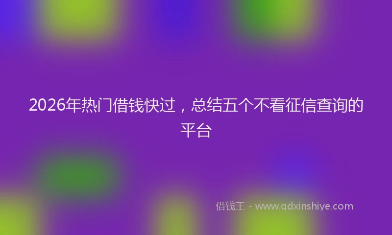 2026年热门借钱快过，总结五个不看征信查询的平台