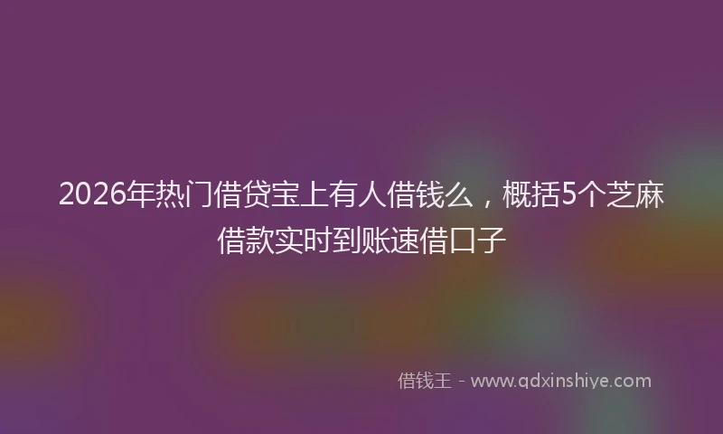 2026年热门借贷宝上有人借钱么，概括5个芝麻借款实时到账速借口子