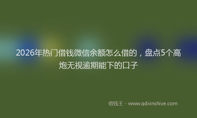 2026年热门借钱微信余额怎么借的，盘点5个高炮无视逾期能下的口子