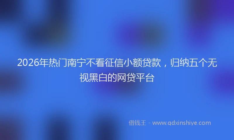2026年热门南宁不看征信小额贷款，归纳五个无视黑白的网贷平台