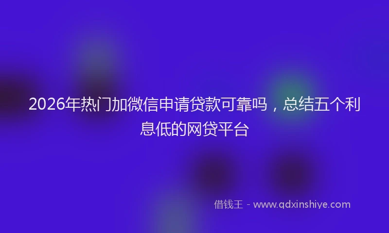 2026年热门加微信申请贷款可靠吗，总结五个利息低的网贷平台