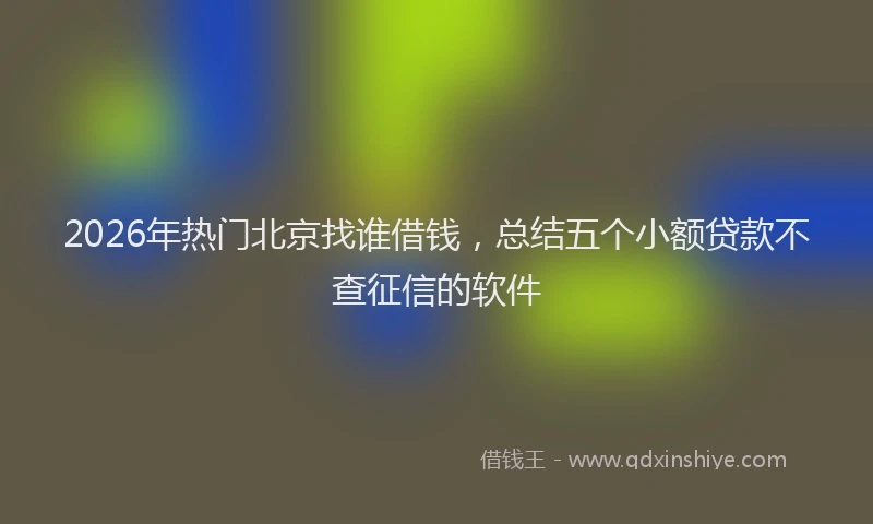 2026年热门北京找谁借钱，总结五个小额贷款不查征信的软件