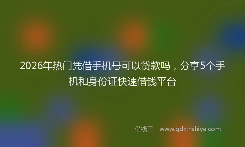 2026年热门凭借手机号可以贷款吗，分享5个手机和身份证快速借钱平台