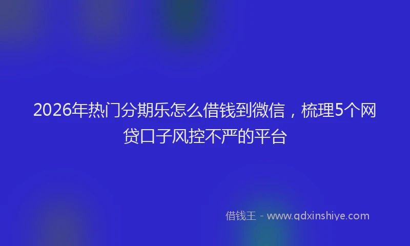 2026年热门分期乐怎么借钱到微信，梳理5个网贷口子风控不严的平台