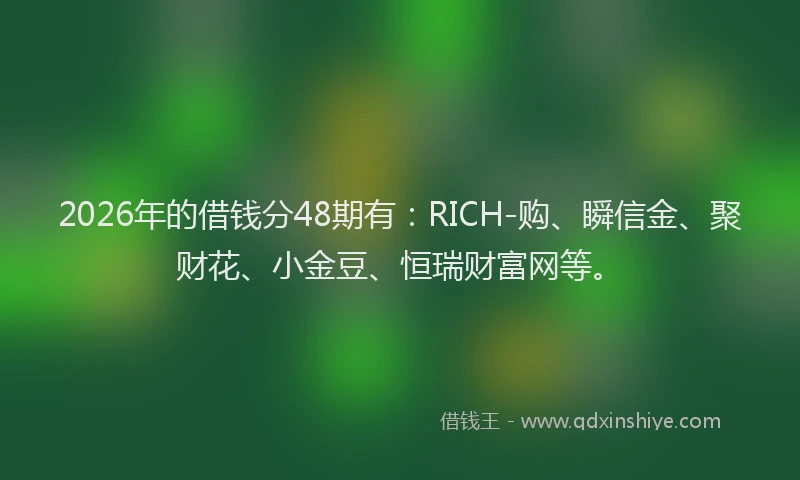 2026年的借钱分48期有：RICH-购、瞬信金、聚财花、小金豆、恒瑞财富网等。