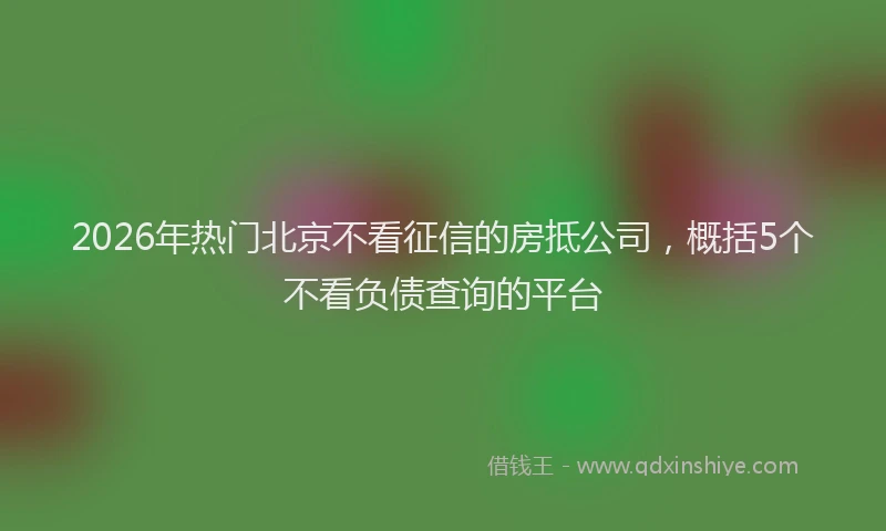 2026年热门北京不看征信的房抵公司，概括5个不看负债查询的平台