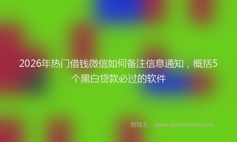 2026年热门借钱微信如何备注信息通知，概括5个黑白贷款必过的软件