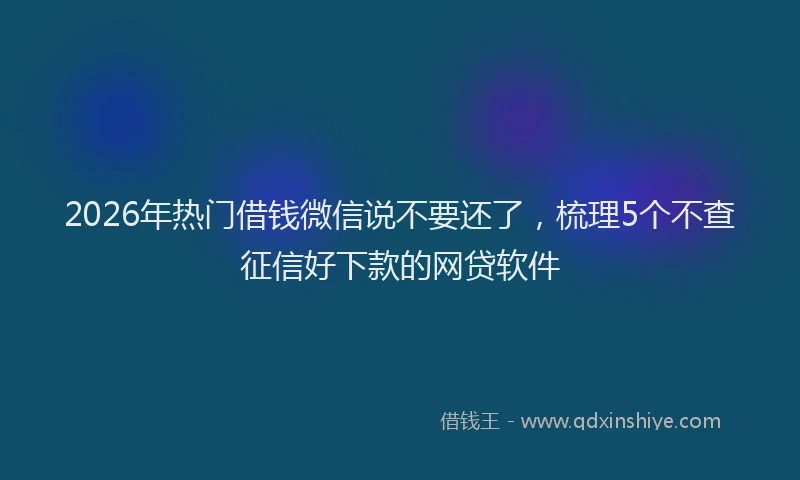 2026年热门借钱微信说不要还了，梳理5个不查征信好下款的网贷软件