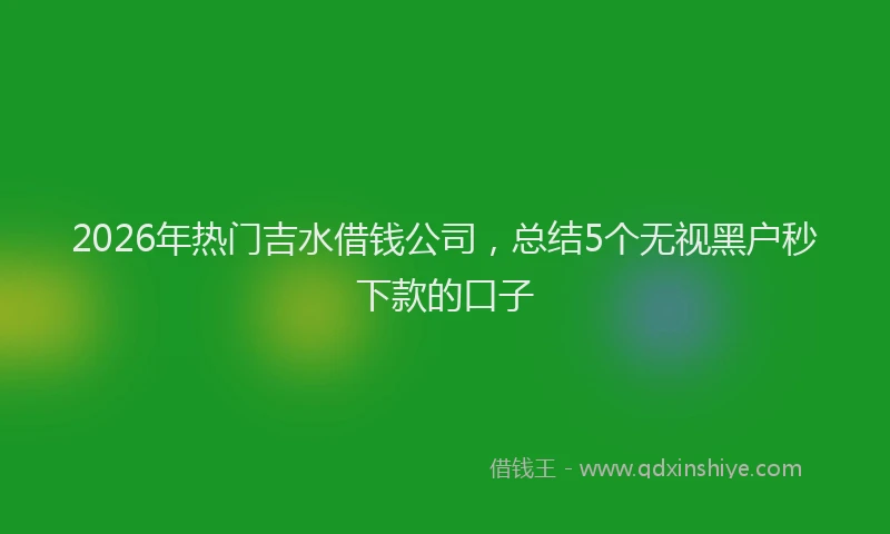 2026年热门吉水借钱公司，总结5个无视黑户秒下款的口子