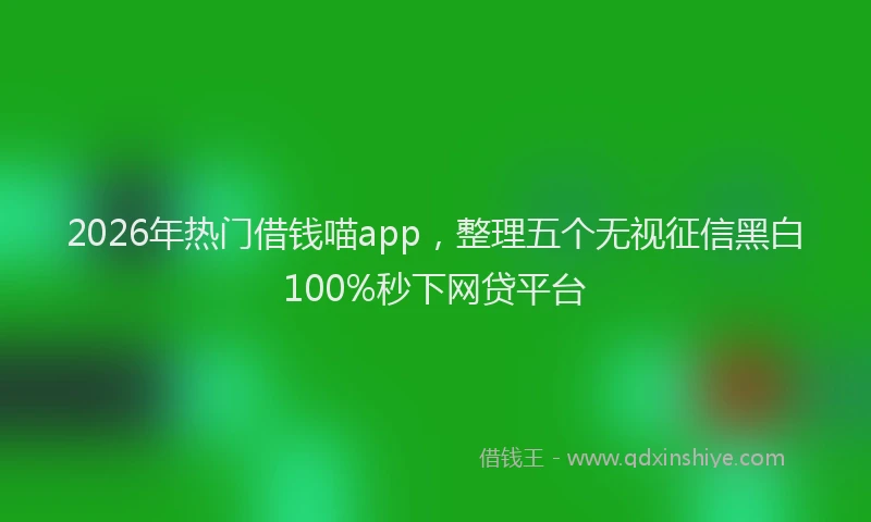 2026年热门借钱喵app，整理五个无视征信黑白100%秒下网贷平台