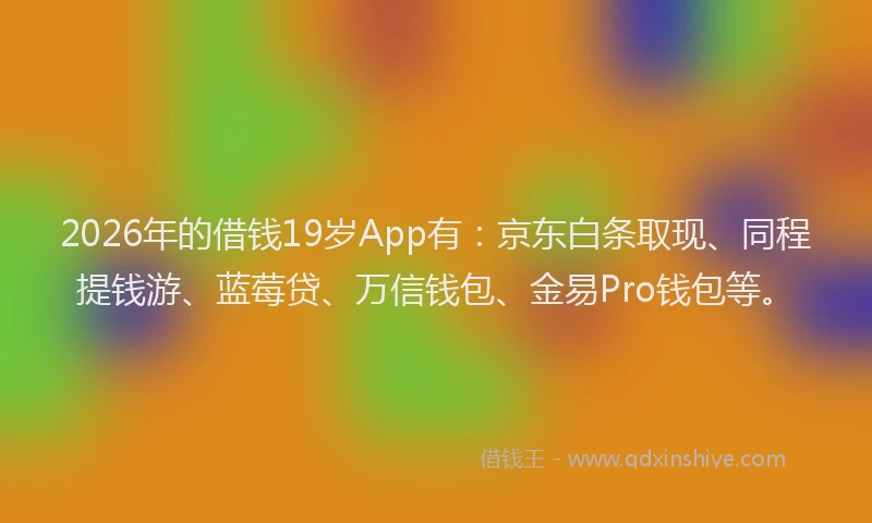 2026年的借钱19岁App有：京东白条取现、同程提钱游、蓝莓贷、万信钱包、金易Pro钱包等。