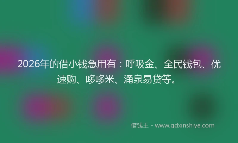 2026年的借小钱急用有：呼吸金、全民钱包、优速购、哆哆米、涌泉易贷等。