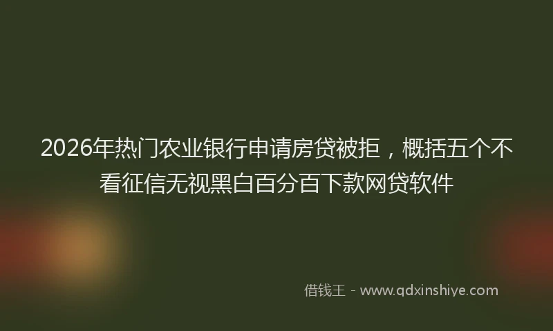 2026年热门农业银行申请房贷被拒，概括五个不看征信无视黑白百分百下款网贷软件