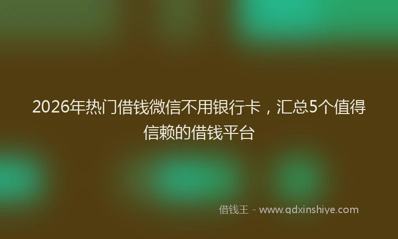 2026年热门借钱微信不用银行卡，汇总5个值得信赖的借钱平台
