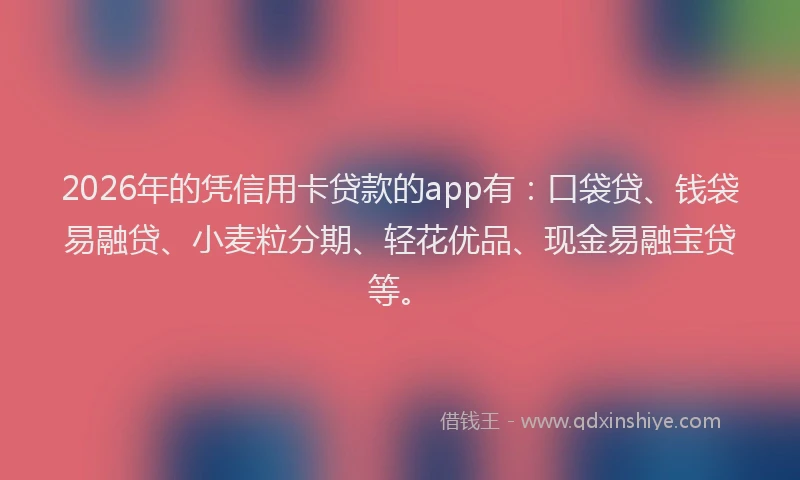 2026年的凭信用卡贷款的app有：口袋贷、钱袋易融贷、小麦粒分期、轻花优品、现金易融宝贷等。