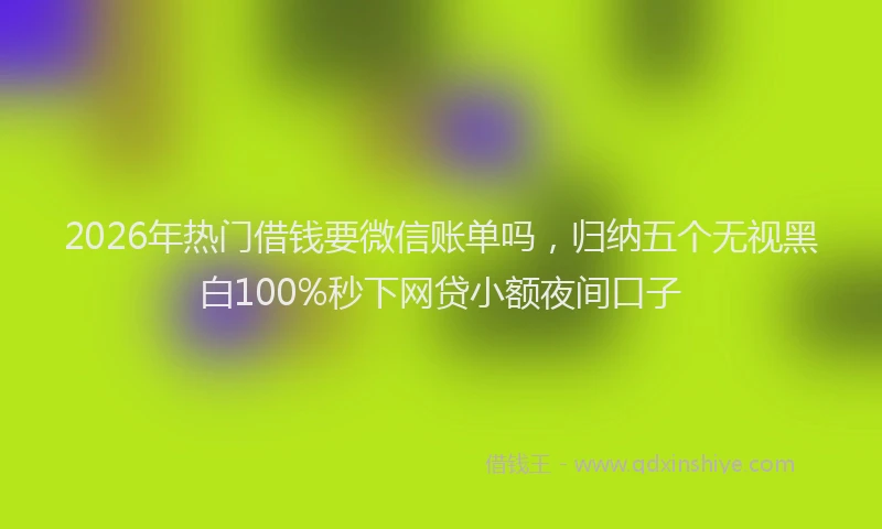 2026年热门借钱要微信账单吗，归纳五个无视黑白100%秒下网贷小额夜间口子
