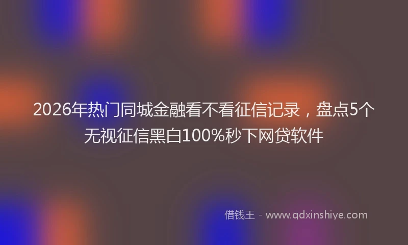 2026年热门同城金融看不看征信记录，盘点5个无视征信黑白100%秒下网贷软件
