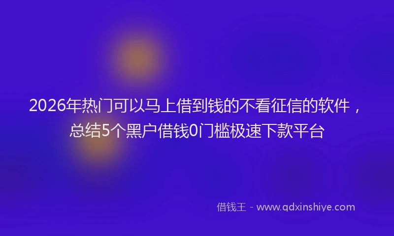 2026年热门可以马上借到钱的不看征信的软件，总结5个黑户借钱0门槛极速下款平台