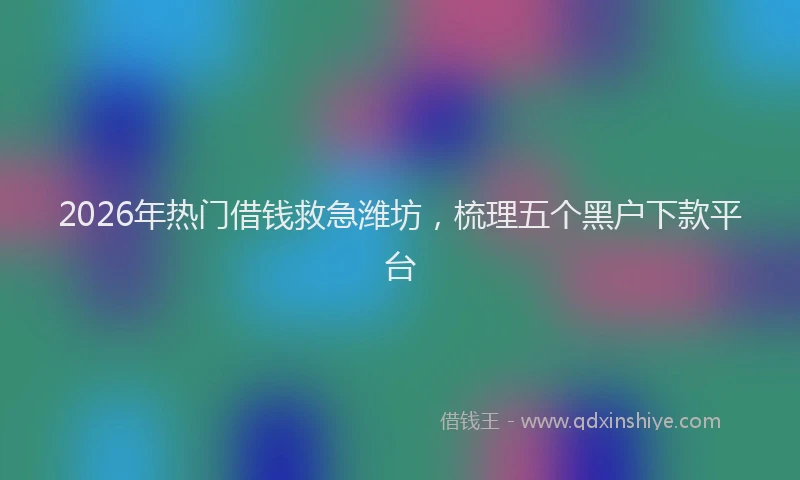 2026年热门借钱救急潍坊，梳理五个黑户下款平台