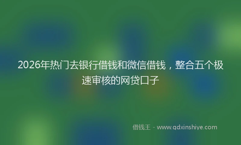 2026年热门去银行借钱和微信借钱，整合五个极速审核的网贷口子