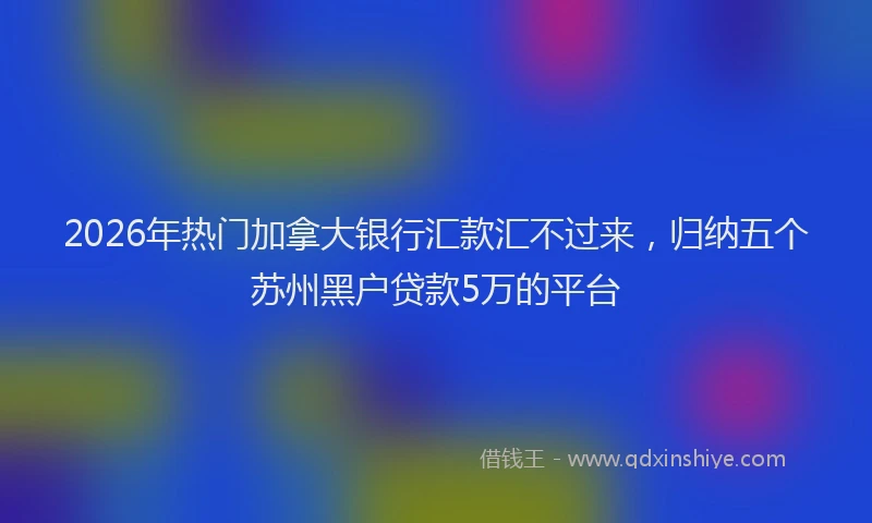 2026年热门加拿大银行汇款汇不过来，归纳五个苏州黑户贷款5万的平台