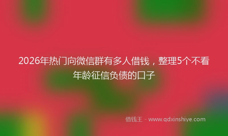 2026年热门向微信群有多人借钱，整理5个不看年龄征信负债的口子