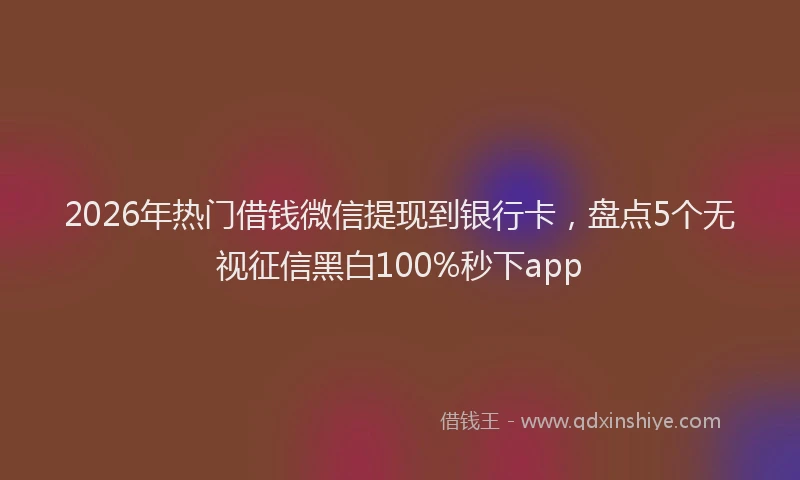 2026年热门借钱微信提现到银行卡，盘点5个无视征信黑白100%秒下app