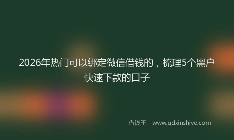 2026年热门可以绑定微信借钱的，梳理5个黑户快速下款的口子