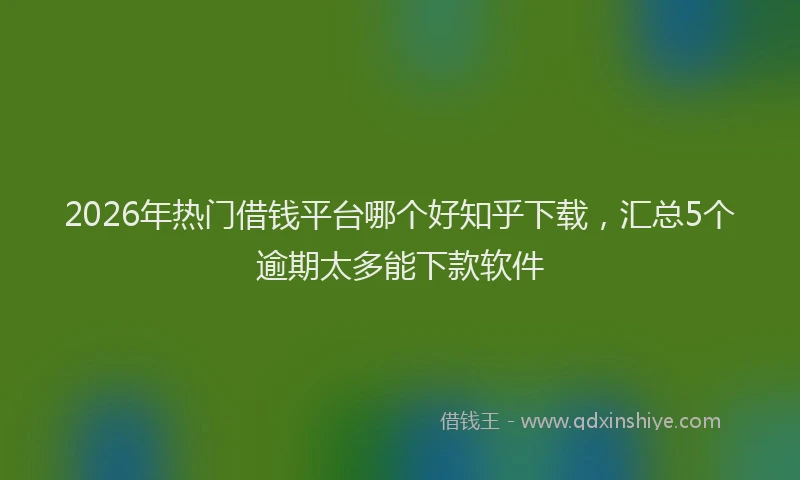 2026年热门借钱平台哪个好知乎下载，汇总5个逾期太多能下款软件