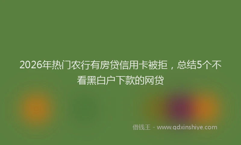 2026年热门农行有房贷信用卡被拒，总结5个不看黑白户下款的网贷