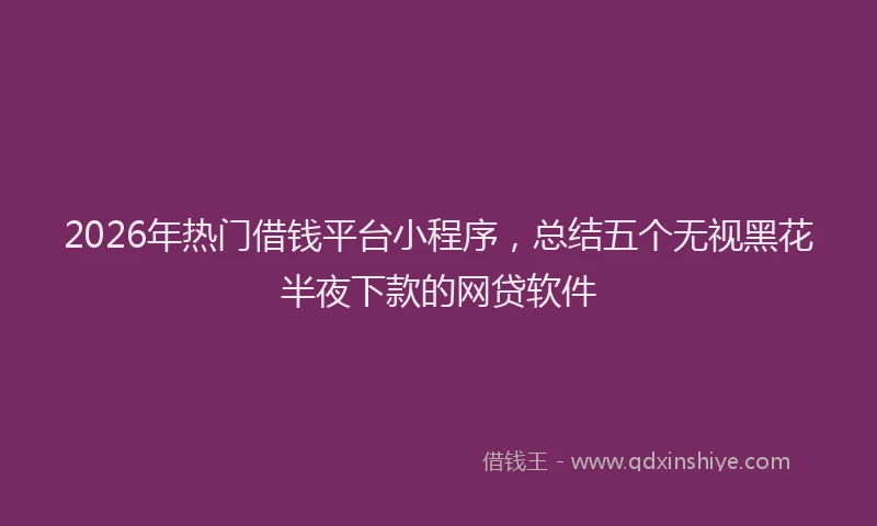2026年热门借钱平台小程序，总结五个无视黑花半夜下款的网贷软件