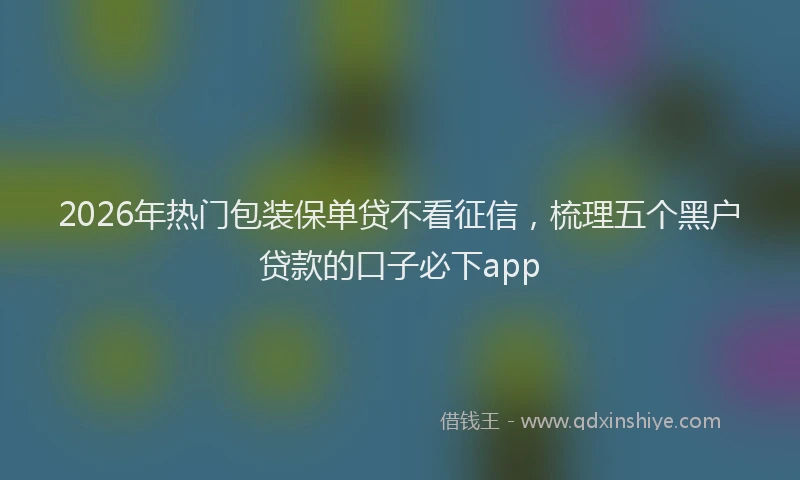 2026年热门包装保单贷不看征信，梳理五个黑户贷款的口子必下app