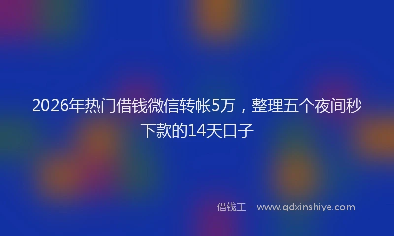 2026年热门借钱微信转帐5万，整理五个夜间秒下款的14天口子